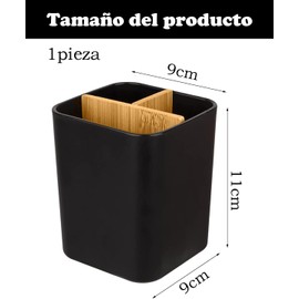 1 Pieza Porta Cepillo De Dientes Para Baño, Vaso Para Cepillo De Dientes Con Tres Compartimentos, Portacepillos De Dientes Baño, Organizador Para Encimera De Bano, Oficina, Espacios Pequeños, Negro