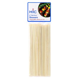 HIC Kitchen Bamboo BBQ Kabob Grill Skewers, 8-Inches Long, Set of 100