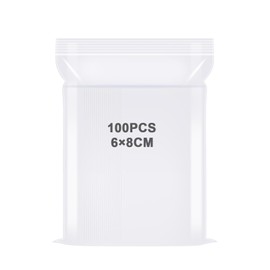 FIHODONE 100 PCS Small Plastic Grip Seal Bags,Ziploc Plastic Storage Bags,Transparent baggies Sealable,Resealable Plastic Bags for Cookie, Jewellery,Candy,Beads (6 x 8 cm)