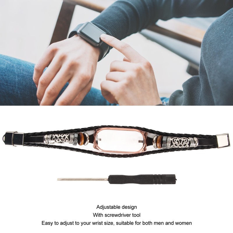 Leather Strap for Xiaomi 7 NFC Bracelet Metal Buckle Ethnic