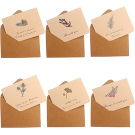 Roellgs 12 pack thank you cards with envelopes and thank you stickers, 6 patterns Christmas Thanksgiving thank you cards Mother's Day invitation cards thank you notes (Vintage plants)