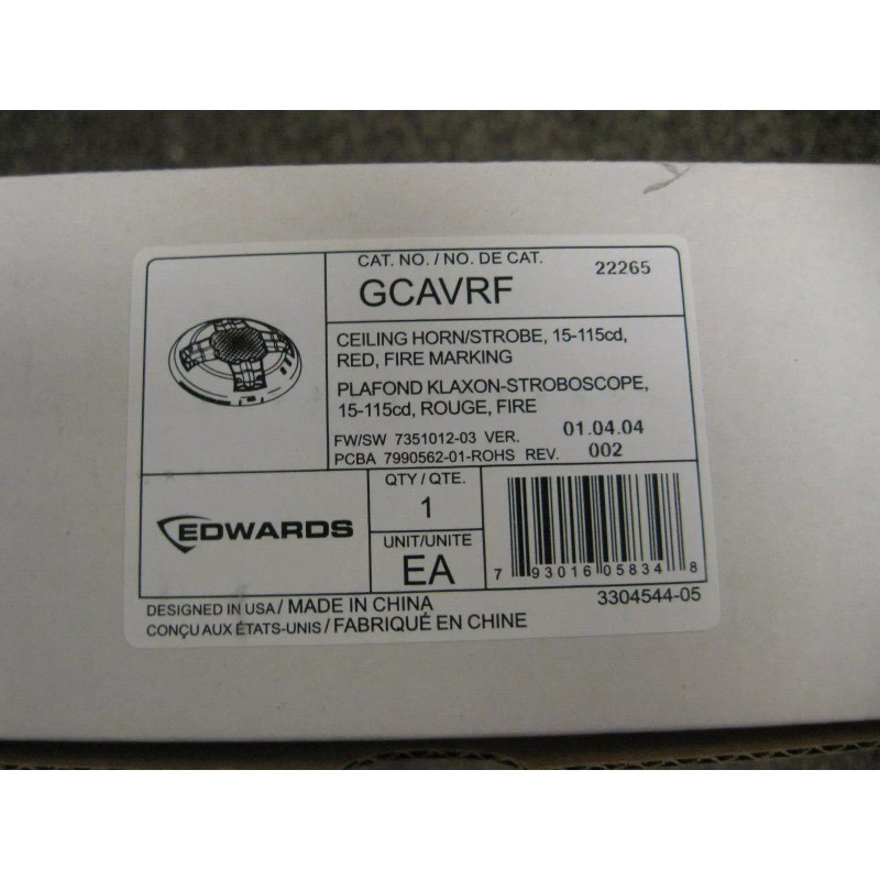Edwards GCAVRF Fire Alarm Red Ceiling Horn with LED Strobe