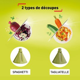 TEFAL INGENIO K22980 Spiral Cutter, Easy to Use, Easy Cleaning, Easy Storage, Green/Black