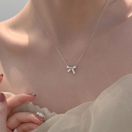 Bow Necklace Earrings Bracelet Set for Women Bow Jewelry Dainty Gold Jewelry Set Bowknot Pendant Necklace Stocking Stuffers for Christmas Gifts