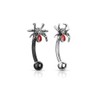 Crystal Set Red Spider 316L Surgical Steel Curved Barbells, Eyebrow