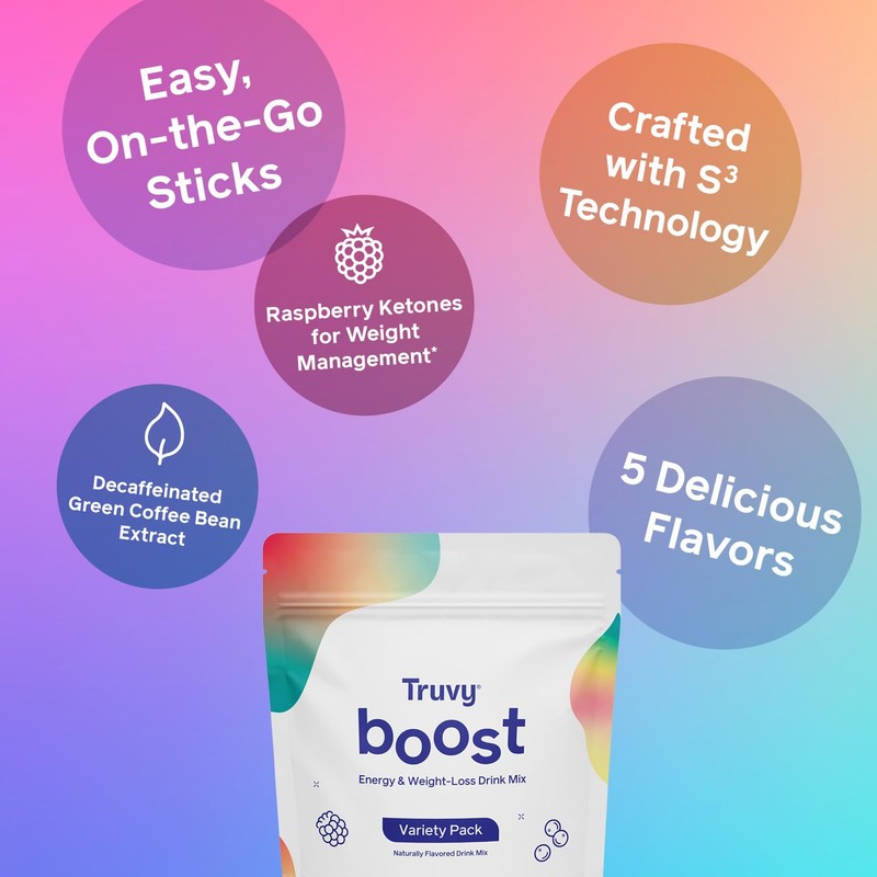 Truvy Boost Drink Variety Pack | 30 Stick Packs |