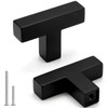 Goldenwarm 5 Pack Black Square T Bar Single Hole Knobs