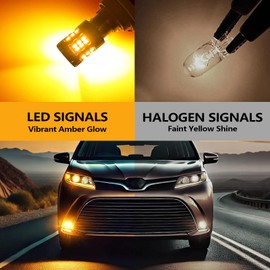 Zyvirexa 3157 LED Turn Signal Bulbs Compatible For Toyota Sienna 2001-2014 & 2015-2020 (Base/L/LE/XLE/XLE Premium) Front, 3357 3457 4157 Bulb, Amber Yellow, Plug and Play, Pack of 2