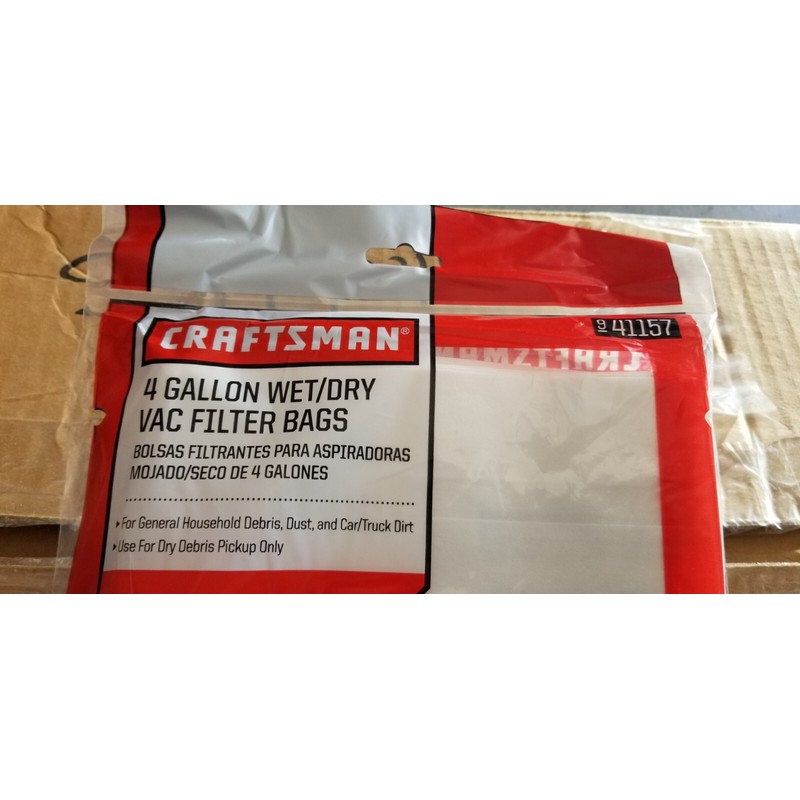 Craftsman 4 Gallon Wet Dry Vac Filter Bags 3 Pack