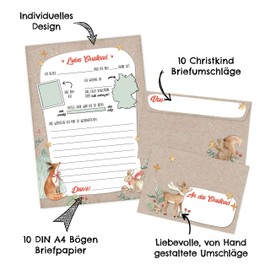 Papierdrachen Letters to the Christ Child – for Writing and Sending Yourself – Christmas Post – Gift Ideas and Gift Wishes for Children – Includes 10 Envelopes – Christmas