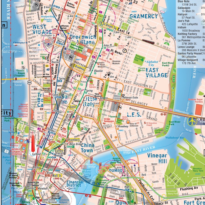 TerraMaps NYC Manhattan Street and Subway map - Waterproof -