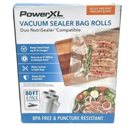 PowerXL Duo Nutrisealer Vacuum Sealer Bag Rolls, 80 Ft Total, 11" Wide - 4 Pack