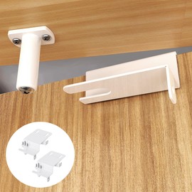 RIAUOR Adjustable Child Proof Door Locks For Top Of Door, Heavy-Duty Metal Childproof Door Locks Top Of Door, Kid Door Locks Top Of Door For Interior/Exterior/French Doors (White, 2 Pcs)