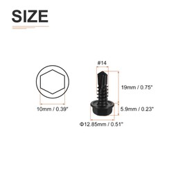 DTGN #14x3/4" Hex Washer Head Self Drilling Screws - 50Pack - Good for Machine - 410 Stainless Steel Black Oxide - Self Tapping Sheet Metal Screws