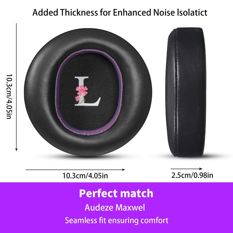 Jomwag Replacement Earpads for AUDEZE Maxwell Black/Purple Sheepskin with High-Density