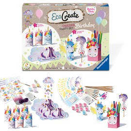 Ravensburger 23675 EcoCreate Celebrate Your Unicorn Birthday Craft Set for Children's Birthday, DIY Children from 6 Years, Unicorns Children's Birthday Party