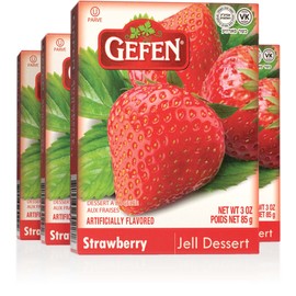 Gefen Strawberry Flavored Jello 3oz (4 Pack) | Fish Free & Meat Free, Vegan Friendly, Easy to Prepare, Kosher