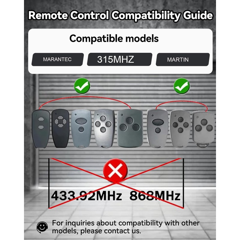 Upgrade Garage Door Opener Remote for Marantec Harrison Martin M3-2312,