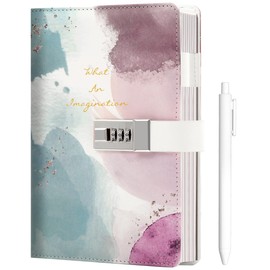 CAGIE Diary for Girls Age 8-12 Gifts for 9 10 11 12 Year Old Girls Diary with Lock, Spilling Ink Design 192 Pages Lock Diary with Pen, 5.7 x 8.5 Inch Christmas Gift for Girls Journal with Lock