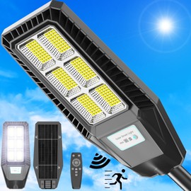 TENKOO Solar Street Light Outdoor 25000LM Motion Sensor Lamp Waterproof IP66 Security Powered for Dusk Dawn Court and Parking Lot Solar Flood Lights Commercial Streetlight