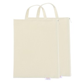 uxcell 2 Pcs Zipper File Bags, 9.6" x 13.4" Waterproof Oxford Fabric A4 Zipper Document Bag Storage Organizer Pouch with Handle for Organizing, Khaki