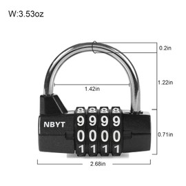 Gym Locker Lock,4 Digit Combination Lock,Safety Password Padlock for School Gym Locker,Sports Locker,Fence,Toolbox,Case,Hasp Storage Black