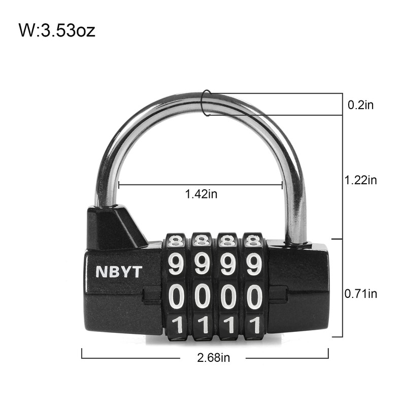 Gym Locker Lock,4 Digit Combination Lock,Safety Password Padlock for School