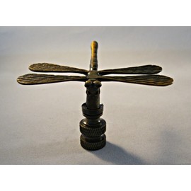 Lamp Finial-Dragonfly-Aged Brass Finish, Highly Detailed Metal Casting