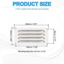 PATIKIL 4x8 Inch Stainless Steel Vent Cover, Screen Air Grille Ventilation Cover HVAC Louvered Grill Built-in Mesh for Home Kitchen Fireplace Bathroom Wall Ceiling, Silver