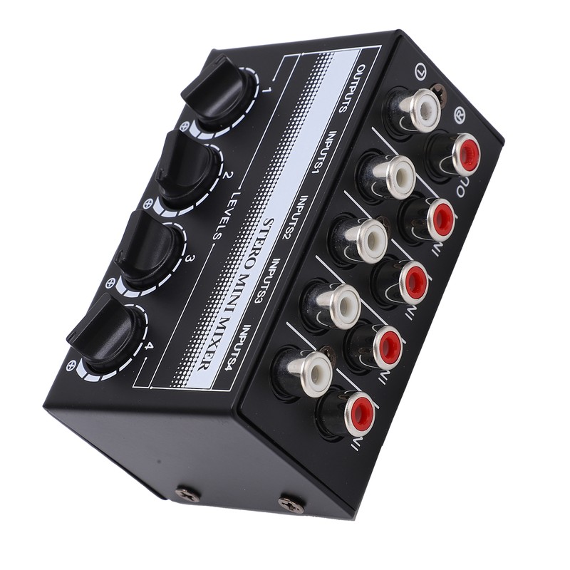 Stereo Mini Mixer Passive Audio Signal Controller 4 Channel Hub