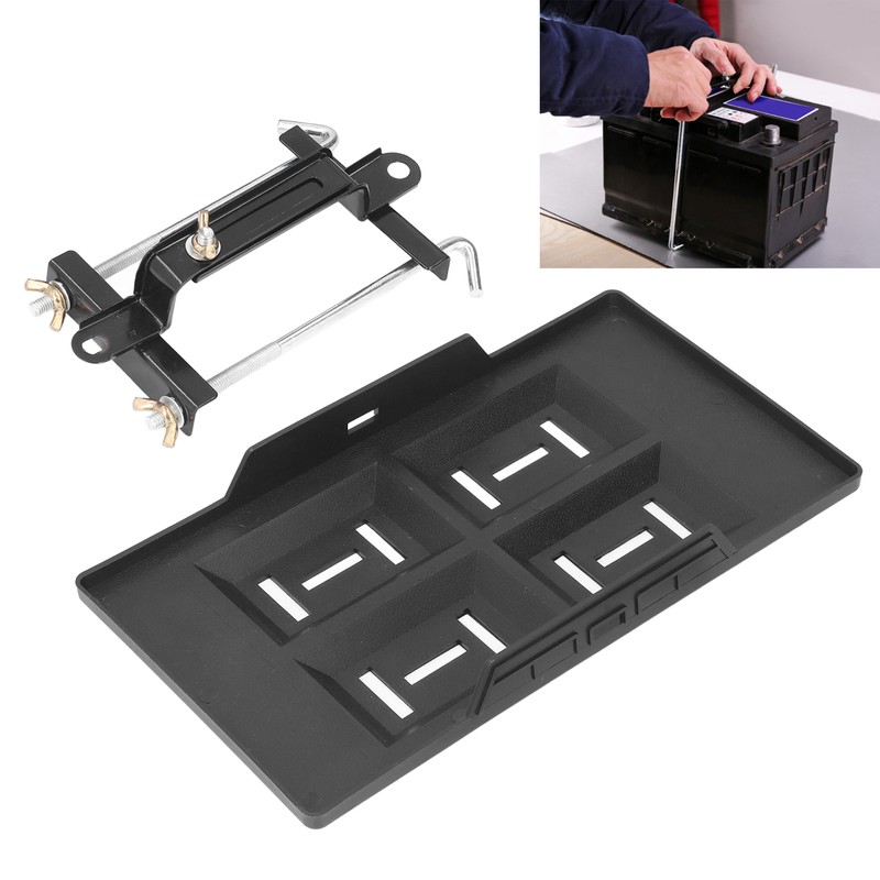 Car Battery Hold Down Tray Bracket Kit Height Adjustable Black