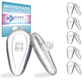 GMS Optical Air Bag Screw-in Silicone Nose Pads for Glasses, Sunglasses, and Eye-wear – 14mm (5 Pair)