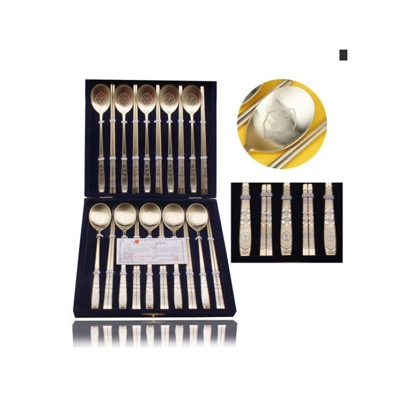 (JQ) Inlaid Cutlery Set Wedding Supplies Titanium 10-Person Set /