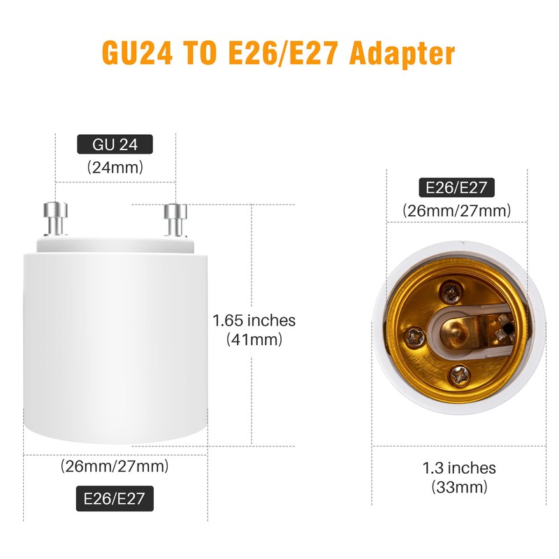 2 Pack JACKYLED GU24 to E26 Adapter, Up to 392℉