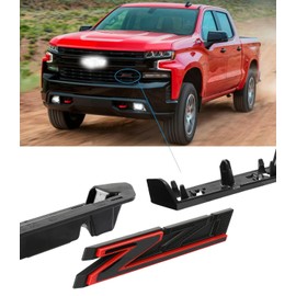 1Pc Z71 Grille Emblem 3D Front Badge Compatible with 2019-2024 Silverado Tahoe Suburban RST 1500 HD 2500 HD 3500HD 84384428 (Black Red)