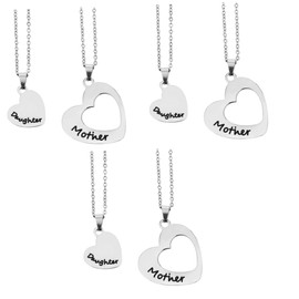 jojofuny 3sets Elegant Stainless Steel Necklace Heart Shape Pendant English Letters Ideal Mother's Present 2pcs*3