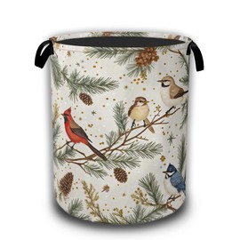 Blue Bird Cardinal Pine Laundry Baskets,Laundry Hamper,Storage Basket with Handles for Bathroom Bedroom College Dormitory Living Room Nursery Organizer 16"x20.8"