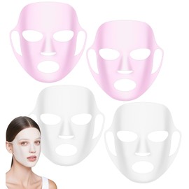 ValueBargain 3Pcs Silicone Facemask Holder Reusable, Silicone Face Mask Holder Firming Facemask Holders for Sheet Masks, Wet Locking Avoid Evaporation Skincare Beauty Tool Pink Gold White