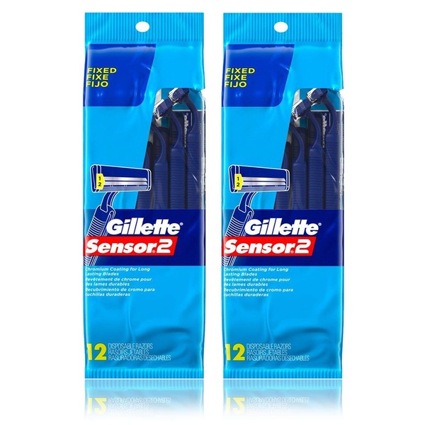 Gillette Sensor2 Disposable Razors 12 ea.(Pack of 2)