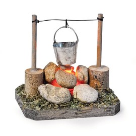 VBS Miniature Campfire with LED Approx. 8 x 8 x 6 cm Nativity Scene Miniatures Model Railway Flickering Cooking Fire