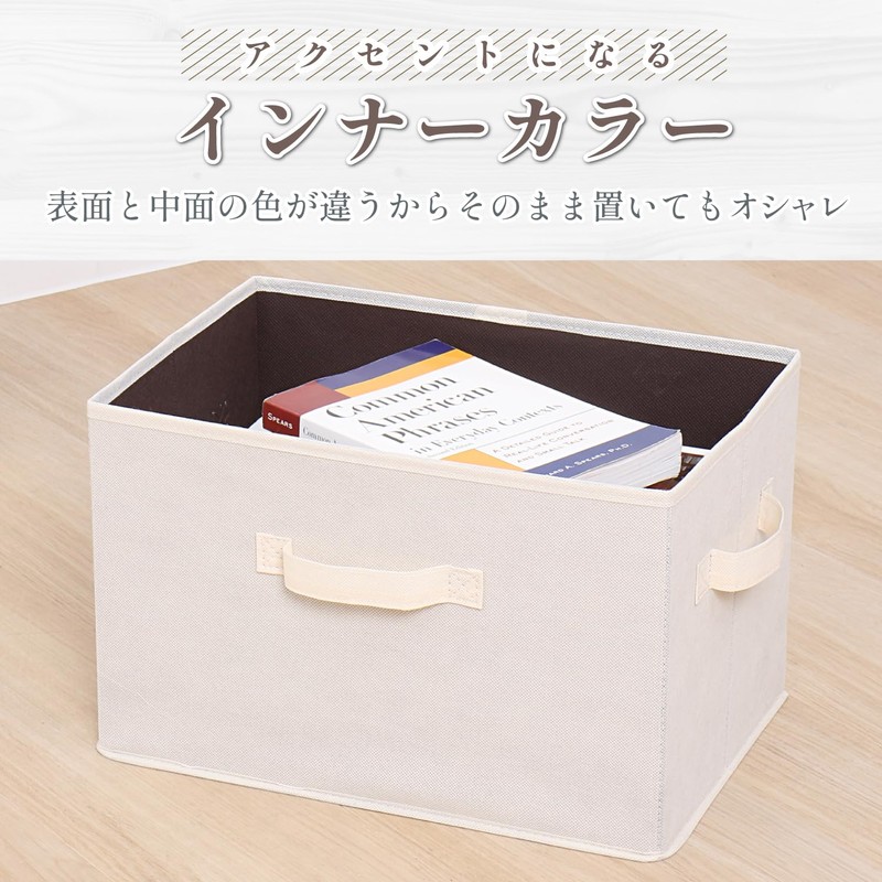 アストロ 収納ボックス 不織布製 1個 カラーボックスにぴったり ベージュ×ブラウン 容量20L 買い足し 衣類収納 おもちゃ収納