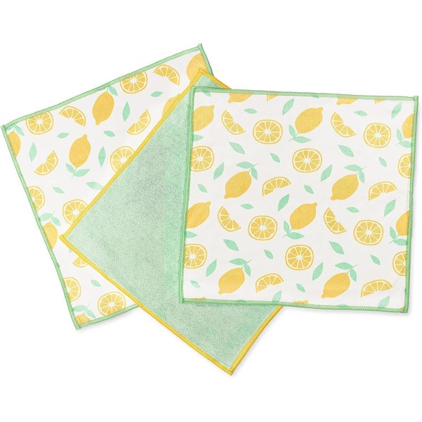 Full Circle Renew Collection All-Purpose Recycled Microfiber Cloths, Citrus Print, 12.01" x 3.00", Set of 3