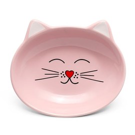Park Life Designs Oscar Cat Dish Feeding Bowl, 4-Ounce, Ceramic, Pink