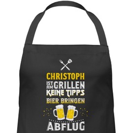 Geschenk mit Namen personalisiert by Shirtracer - Apron – BBQ Apron Men – Name ist am Grillen keine Tipps Bier bringen Abflug – Funny Barbecue Gift, 1 black