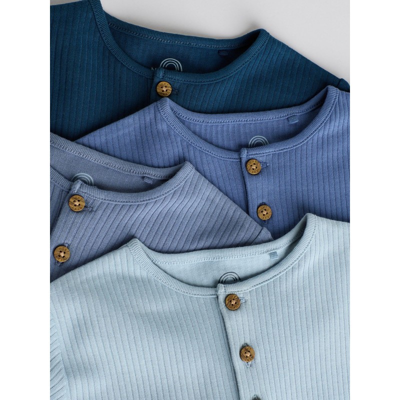 NEXT Baby 4 Pack Jersey Rompers, blue, 12 - 18