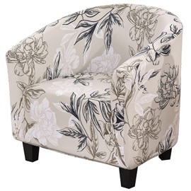 SearchI Club Chair Slipcover Stretch Barrel Chair Covers Printed Tub Chair Slipcovers Spandex Armchair Sofa Cover Removable Couch Furniture Protector Arm Chair Cover for Living Room(Flowers Pattern5)