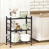 Himix Storage Shelves with 6 Hooks, 3 Tier Foldable Shelf