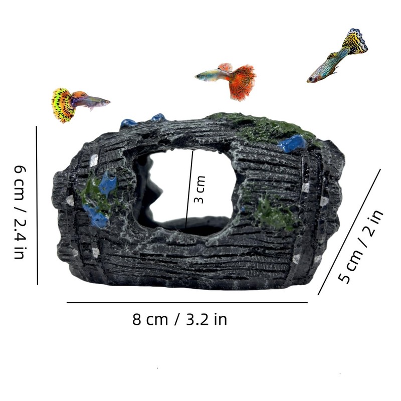 2 Pack Aquarium Broken Barrel Decor, Cichlids Guppy Small Fish