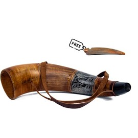 NORSE EMPIRE Gjallar Horn| WAR HORN | Free Horn Whistle | 18inch+ Premium Ox – Horn | BATTLE HORN | BLOWING HORN | VIKING HORN