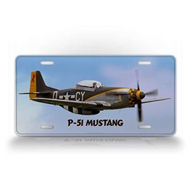 North American P-51D Mustang License Plate Patriotic USA WWII Warbird Auto Tag